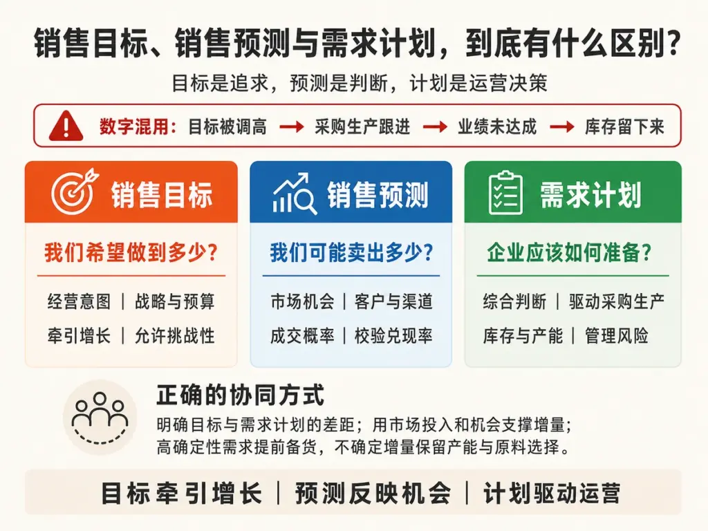 销售目标、销售预测与需求计划,到底有什么区别? 销售目标、销售预测与需求计划,到底有什么区别?